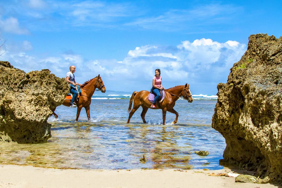 horse riding on the beach
