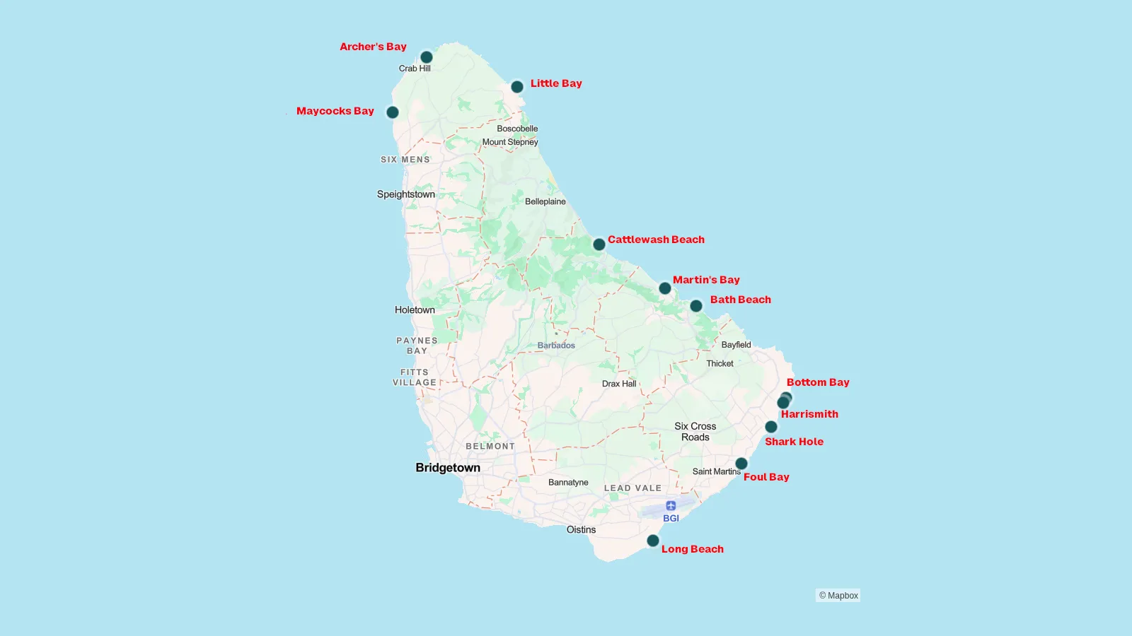 Barbados Hidden Beaches Far From The Crowds Map