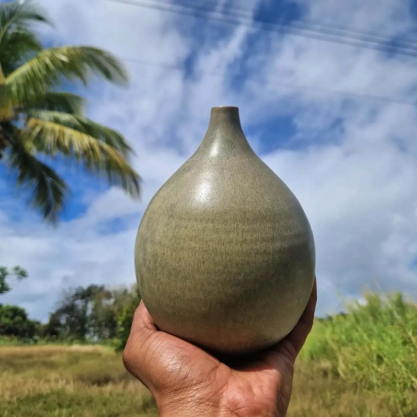 Single pot against blue sky