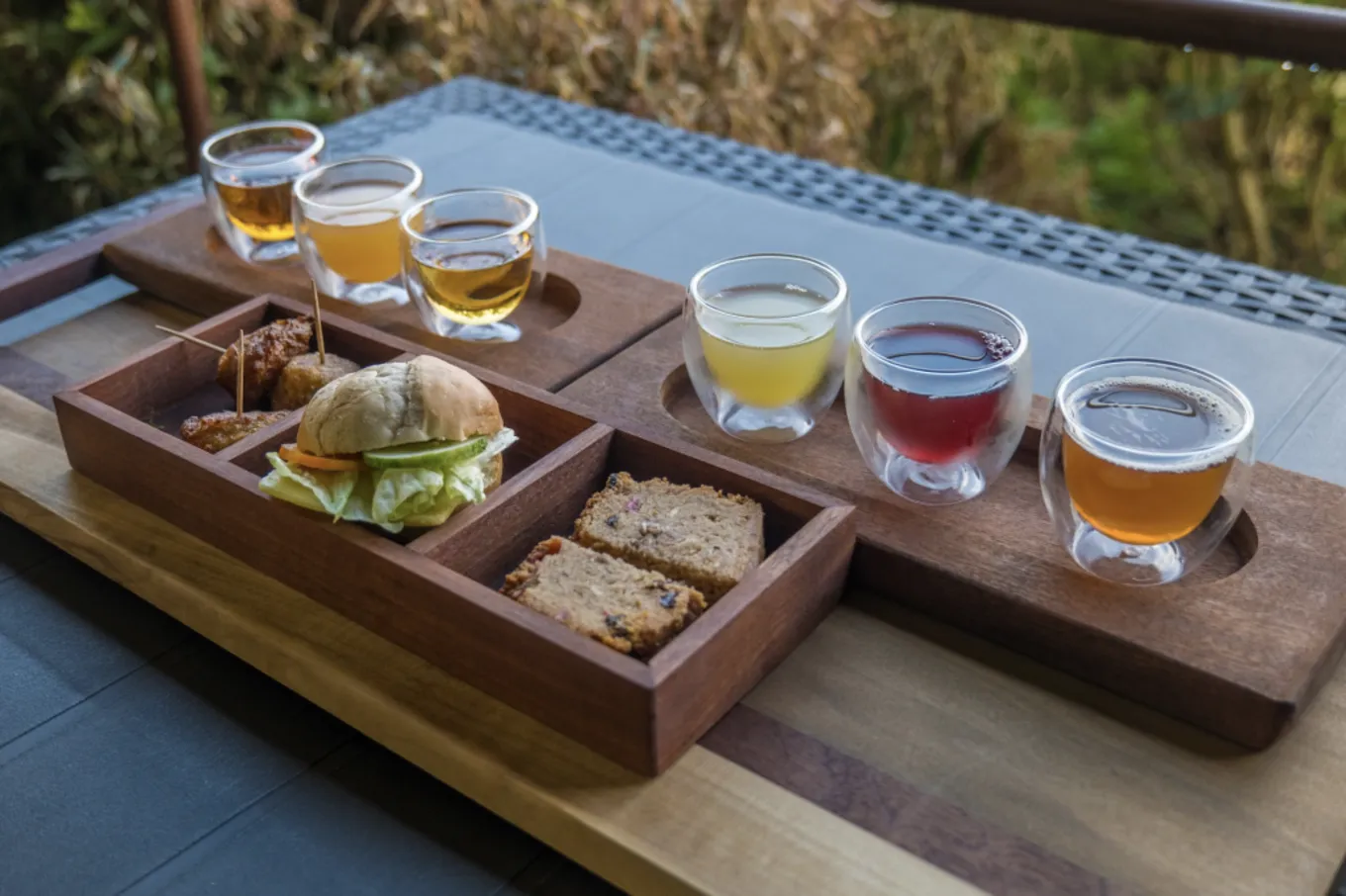 platter of food and drinks