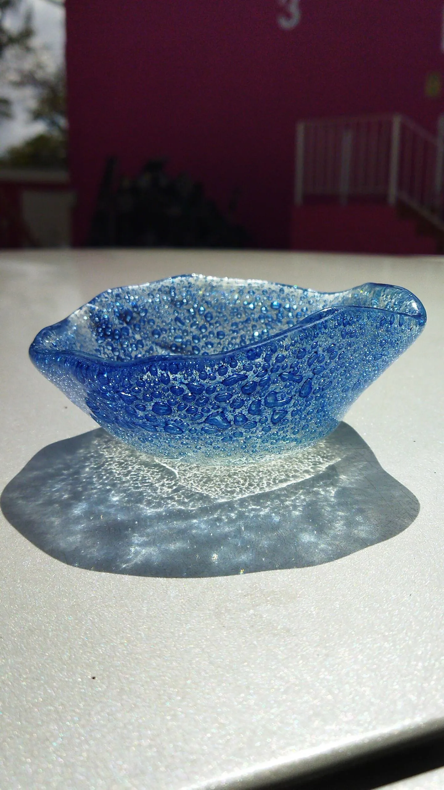 blue glass bowl