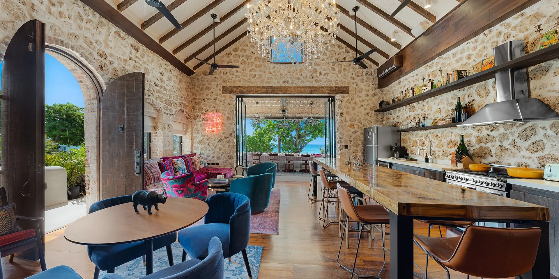 upstairs and indoors